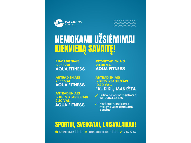Nemokami užsiėmimai Palangos baseine