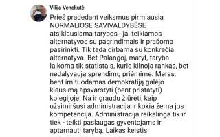 Meras Šarūnas Vaitkus įgėlė Vilijai Venckutei-Palaitienei: „Prieš mokant kitus, kaip reikia dirbti, pirmiausia reikėtų prisiminti ir savo pačios politinę bei profesinę patirtį ir kompetenciją“