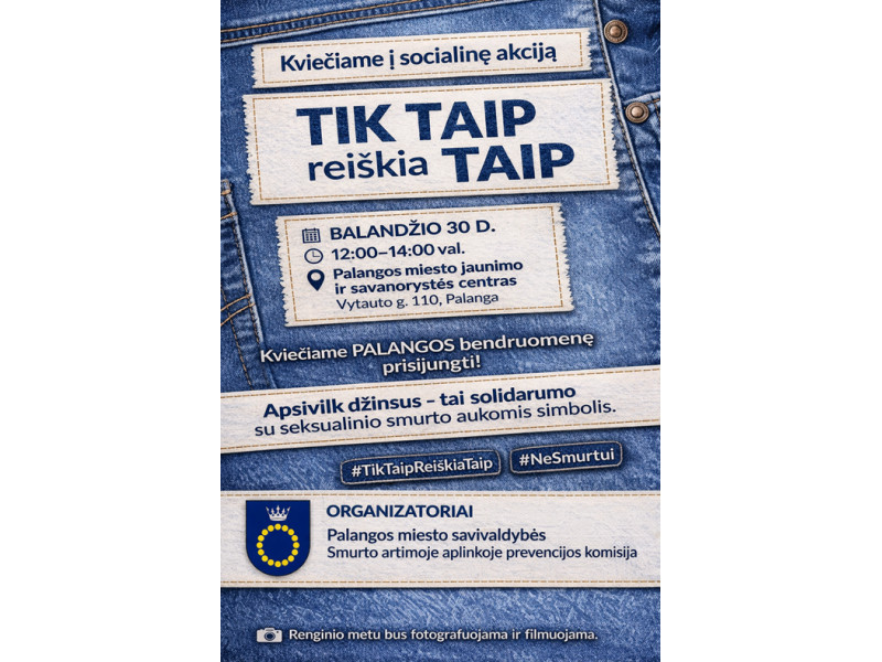 Balandis – seksualinio smurto prevencijos mėnuo: „Tik TAIP reiškia TAIP!”