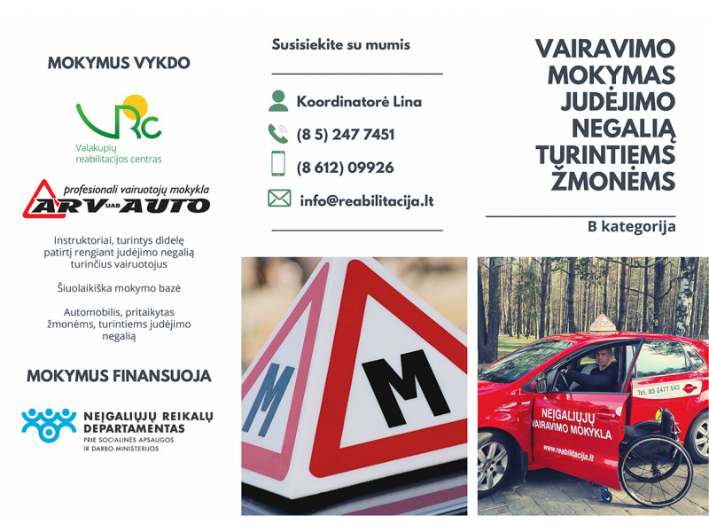 Vairavimo mokymai judėjimo negalią turintiems žmonėms. B kategorija