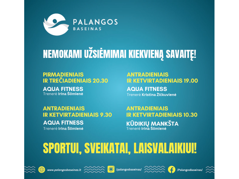 Palangos baseine - nemokami užsiėmimai kiekvieną savaitę