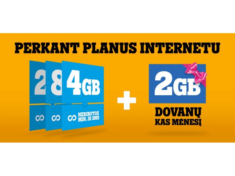 „Tele2“ pasiūlymas:perkantiems planus internetu – dovanos