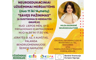 Nuo liepos 1 dienos 11-14 metų mergaitės kviečiamos į neuroedukacinius užsiėmimus