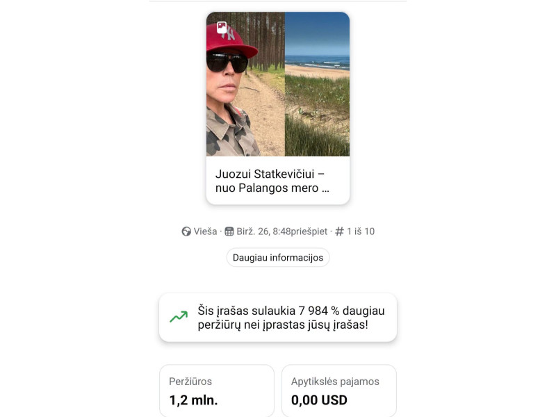 Palangos mero įrašas sulaukė rekordinio dėmesio: per dvi paras – daugiau kaip 1,2 mln. peržiūrų