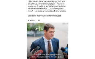 Į Palangos merus nusitaikiusiam Žemaitaičiui kurorto meras atrėžė: „Patogiai įsitaisykit ant gulto, pasimėgaukite jūros vaizdais ir būtinai pasitepkite kremu nuo saulės“