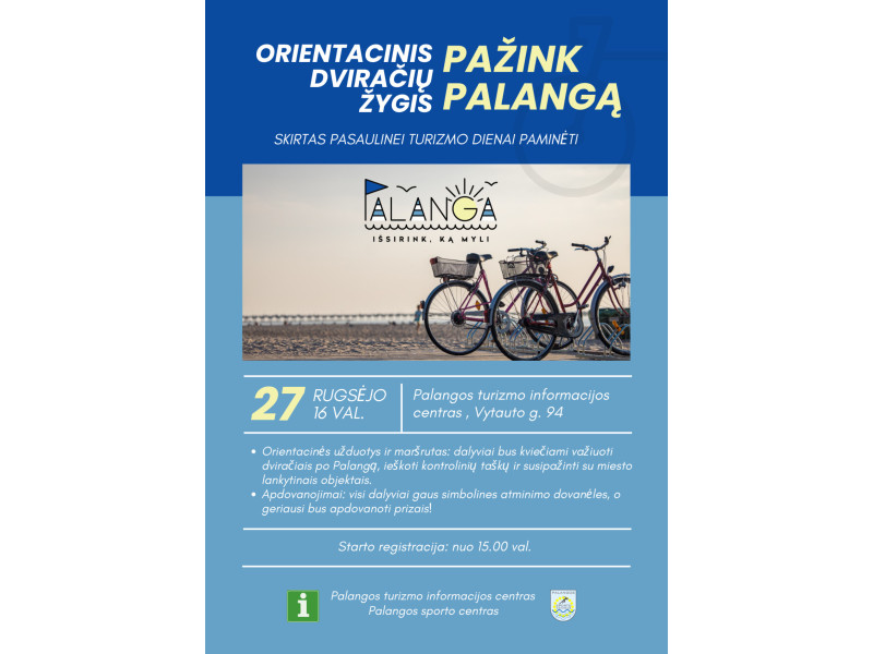 Kurortas mini Pasaulinę turizmo dieną – kviečia orientacinis dviračių žygis „Pažink Palangą“