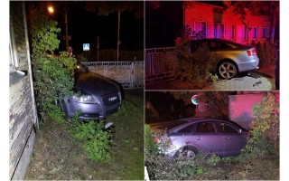 Girto vairuotojo „Audi“ Palangoje išvertė tvorą ir vos nesugriovė namo 
