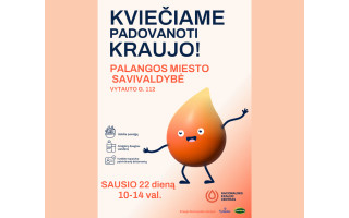 Sausio 22 d. Savivaldybėje organizuojama kraujo donorystės akcija