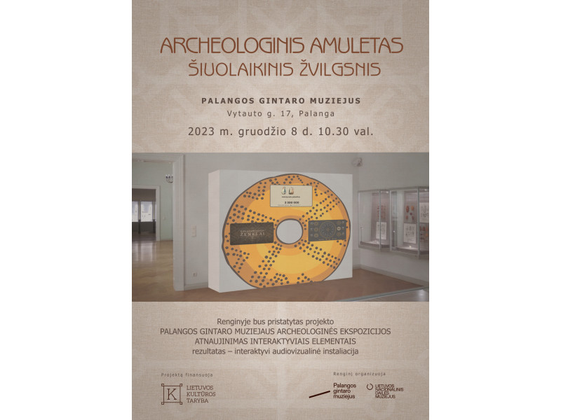 Palangos gintaro muziejus gruodžio 8 d. 10.30 val. kviečia į edukacinį renginį „ARCHEOLOGINIS AMULETAS – ŠIUOLAIKINIS ŽVILGSNIS“