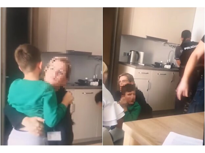 Internete išplito vaizdo įrašas apie tarnybų iš mamos paimtą vaiką / Socialinių tinklų vaizdo įrašo stop kadras