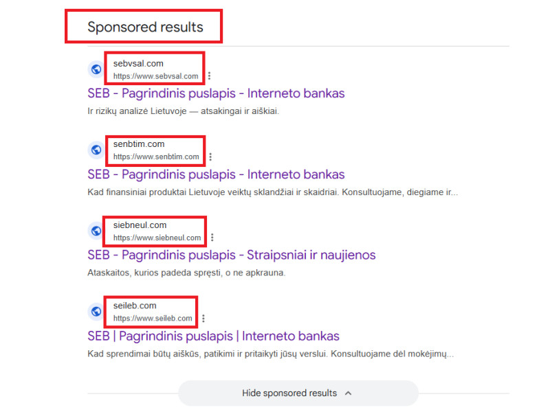 Sukčiai kuria netikras svetaines: įspėja saugotis paieškos sistemose rodomų nuorodų