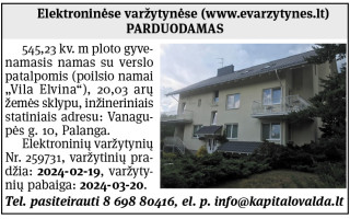 Elektroninėse varžytynėse parduodami poilsio namai „Vila Elvina“