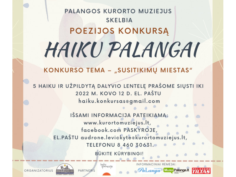 Poezijos konkurso “HAIKU PALANGAI 2022” TAISYKLĖS