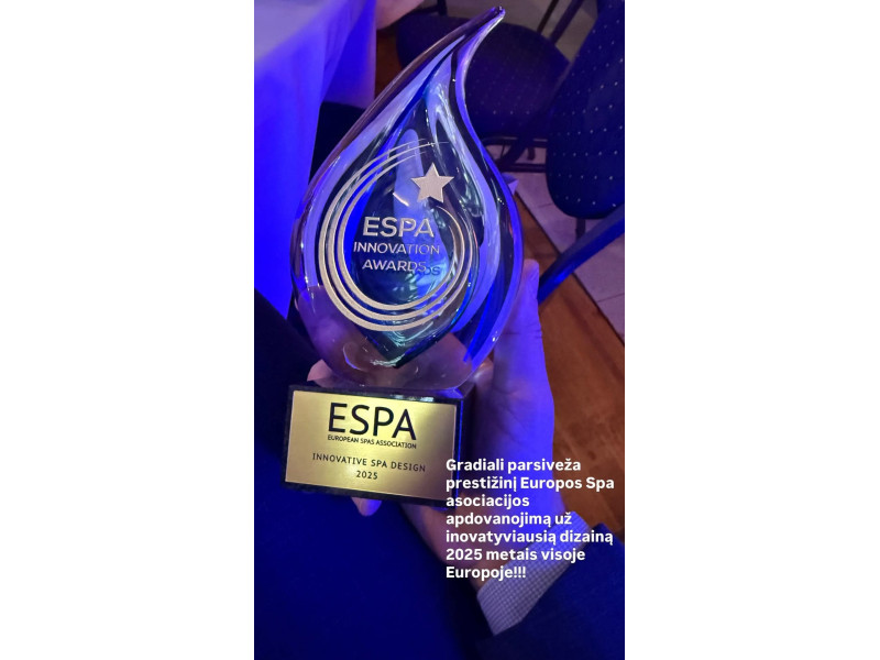 Palangos sanatorija „Gradiali“ pelnė Europos SPA apdovanojimą už inovatyviausią SPA dizainą Europoje