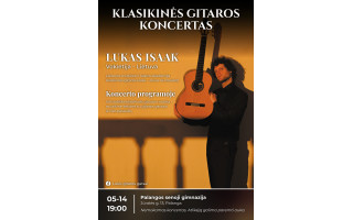 Gitaristas Lukas Isaak kviečia į nemokamą koncertą Palangos senojoje gimnazijoje