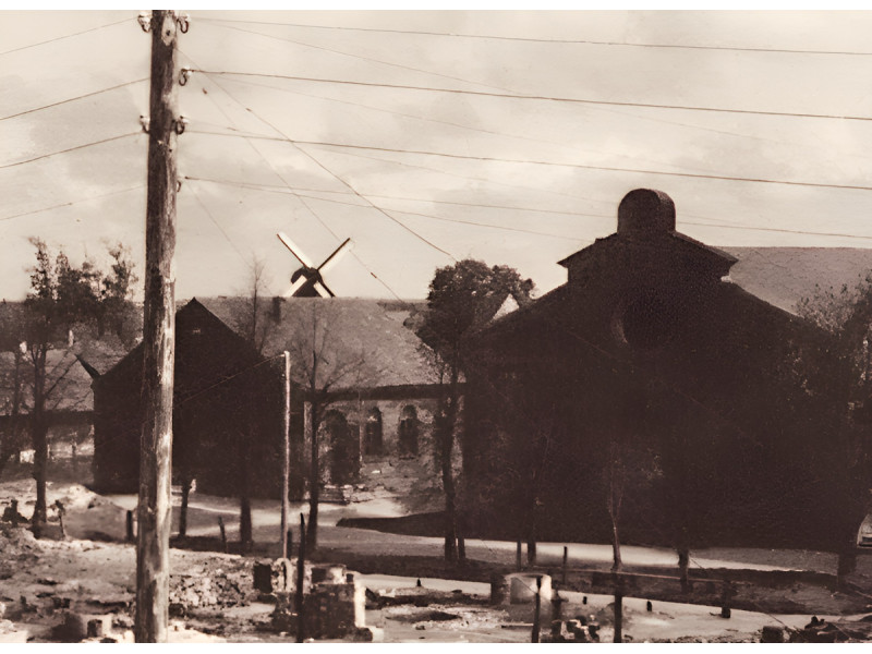 Palangos Didžioji ir Mažoji sinagogos po 1938 m. gegužės 10 dienos gaisro. Fotografas Ignas Stropus