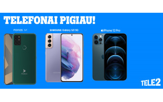 Išskirtiniai „Tele2“ pasiūlymai „Samsung Galaxy“, „iPhone 12“ ir „Fonos M1“ telefonams