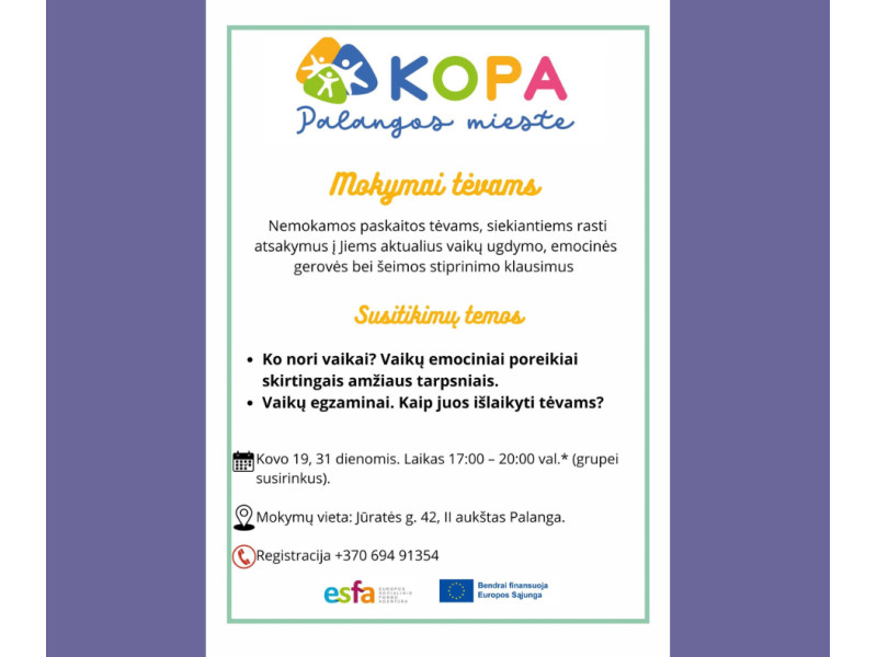 Nemokami susitikimai tėvams ir poroms Palangoje
