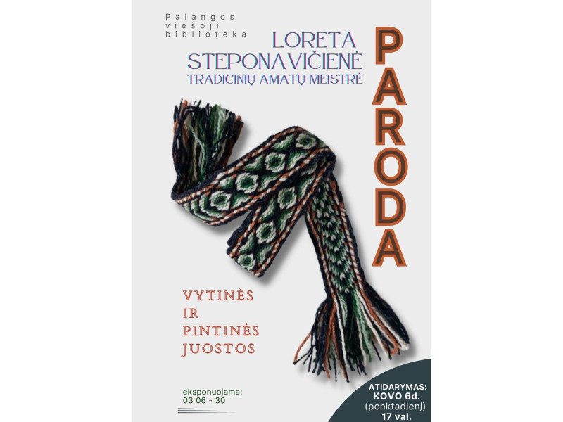 Bibliotekoje – tradicinių aukštaitiškų juostų paroda 