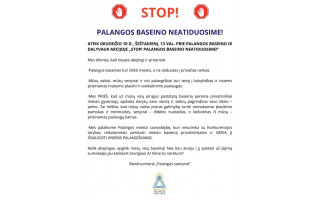 Bendruomenė „Palangos santarvė“ kviečia į akciją „STOP! PALANGOS BASEINO NEATIDUOSIME! 
