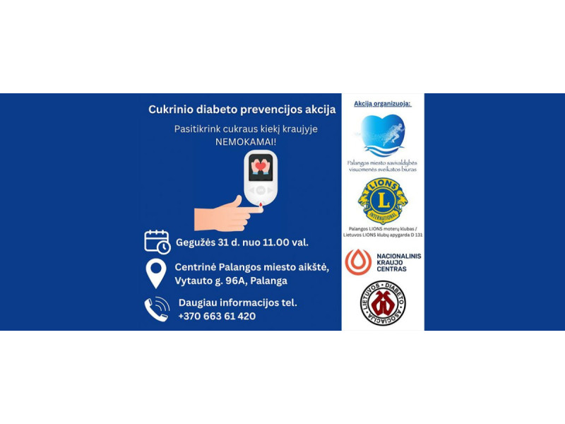 Palangoje organizuojama cukrinio diabeto prevencijos akcija