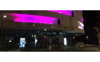 Minint Pasaulinę neišnešiotų naujagimių dieną Palangos koncertų salė nušvito purpurine spalva