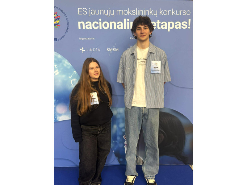 Palangos gimnazistų Eglės Norvilaitės ir Eriko Suchanovo moksliniam darbui –  trečioji vieta ES jaunųjų mokslininkų konkurse