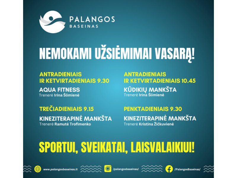 Nemokami užsiėmimai vasarą