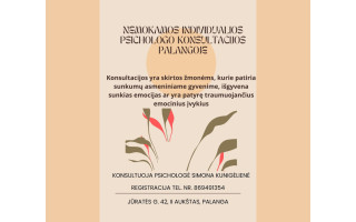 Pasinaudokite galimybe pasinaudoti individualiomis psichologo konsultacijomis asmenims nuo 16 m. amžiaus lietuvių bei rusų kalbomis