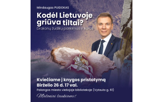 Kviečiame į dr. Mindaugo Puidoko knygos „Kodėl Lietuvoje griūva tiltai? Drakonų žudikų palikimas ir karas“ pristatymą