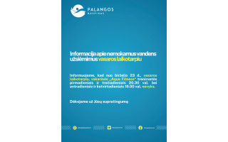 Informacija apie nemokamus vandens užsiėmimus vasaros laikotarpiu