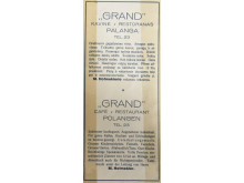 Kavinės „Grand“ reklama iš leidinio „Palangos jūros maudyklės. Lietuvos gydymo ir poilsio vasaros kurortas“. 1929 m.
