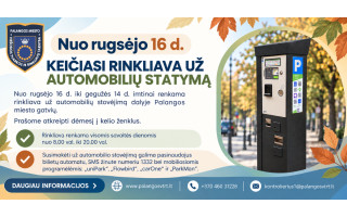 Nuo rugsėjo 16 d. keičiasi automobilių stovėjimo tvarka Palangoje