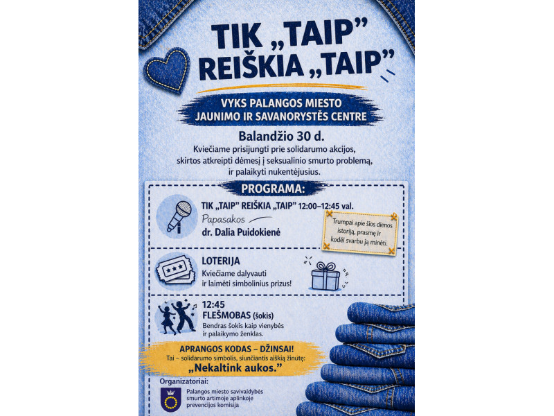 „Tik „taip“ reiškia „taip“ – solidarumo akcija Palangoje