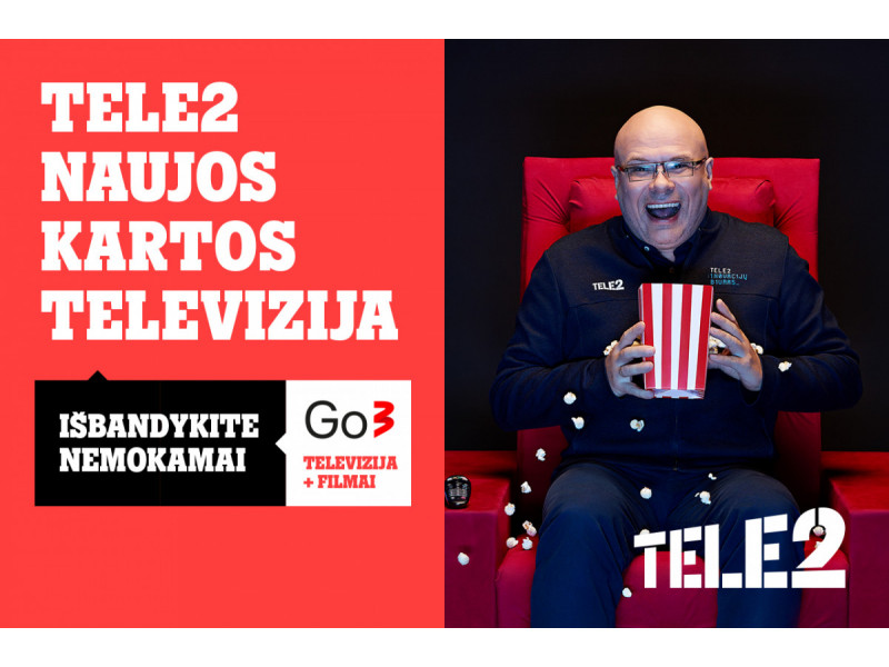 „Tele2“ pasiūlymas televizijai „Go3“: 1 mėn. nemokamų filmų, serialų ir kitų pramogų be įsipareigojimų