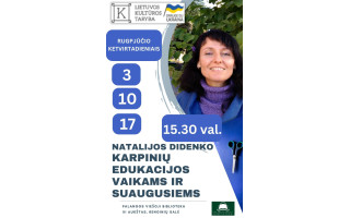 Natalijos Didenko karpinių edukacijos vaikams ir suaugusiems