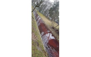 Kodėl Rąžės upelis Palangoje nusidažė raudona spalva?