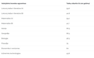 Skelbiami lietuvių kalbos ir literatūros, matematikos ir kitų valstybinių brandos egzaminų rezultatai
