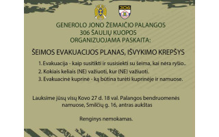 Kovo 27 d.  Bendruomenės namuose – nemokama paskaita „Šeimos evakuacijos planas, išvykimo krepšys“