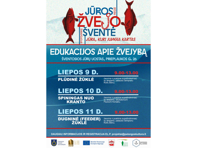 Palangos kultūros centras kviečia į projekto „Jūros žvejo šventė 2026 Šventojoje: jūra, kuri jungia kartas“ nemokamas žvejybos edukacijas