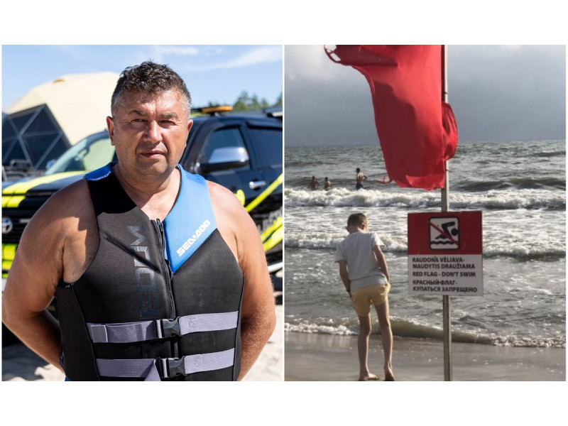 Palangos gelbėtojų vadas Jonas Pirožnikas paaiškino, kada iškeliama raudona vėliava. FOTO: DELFI / KIRIL ČACHOVSKIJ IR VIKTORIJA DAČINSKAITĖ