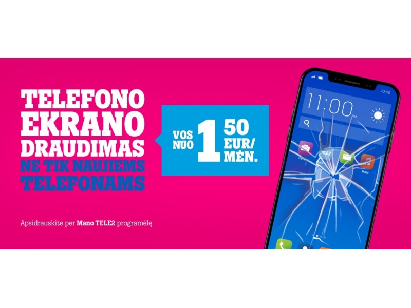 Telefono ekrano draudimas: vos per kelias minutes ir tik nuo 1,50 Eur/mėn