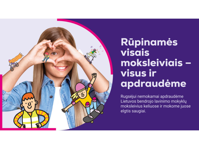„Lietuvos draudimo“ akcija „Apsaugok mane“: rugsėjį Palangos mieste vėl bus apdrausti visi moksleiviai