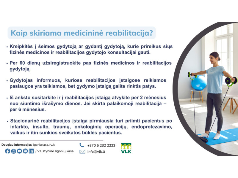 Ligonių kasa paaiškino, kada ir kaip skiriama ambulatorinė reabilitacija