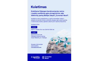 Palangos bendruomenės nariai kviečiami į įvadinį susitikimą apie pirmąjį jūrinio vėjo elektrinių parką Baltijos šalyse „Curonian Nord“
