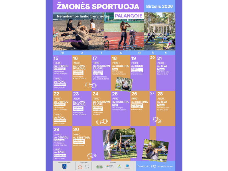 „Žmonės sportuoja“ – nemokamų lauko treniruočių tvarkaraštis birželio mėnesį