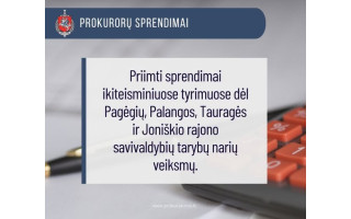 Generalinė prokuratūra nutraukė tyrimus dėl „čekiukų“ Palangos miesto tarybos narių Dainiaus Želvio ir Sauliaus Simės atžvilgiu 