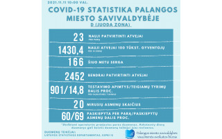 Koronovirusas pasiglemžė tris Palangos senjorus, ketvirtadienį kurorte registruoti 23 nauji infekcijos atvejai, Palangoje 166 žmonės serga