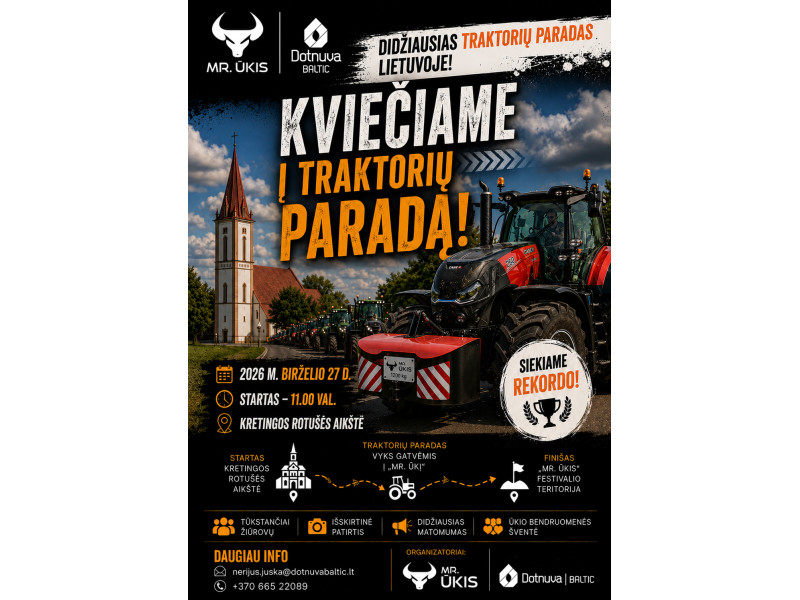 Kretingos rajone – didžiausias traktorių paradas Lietuvoje