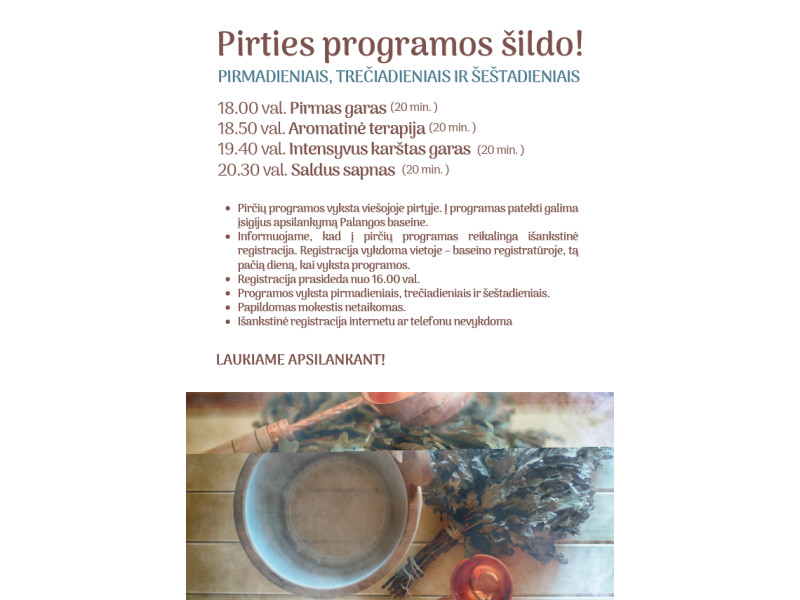 Pirties programos Palangos baseine